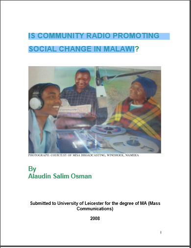 IS COMMUNITY RADIO PROMOTING      SOCIAL CHANGE IN MALAWI? 